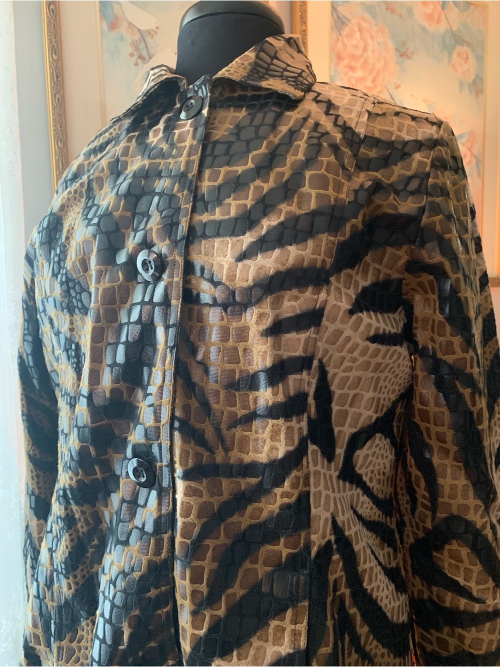 Vintage 90’s Selene Sport Animal-Print Croc Embossed Trench Coat
